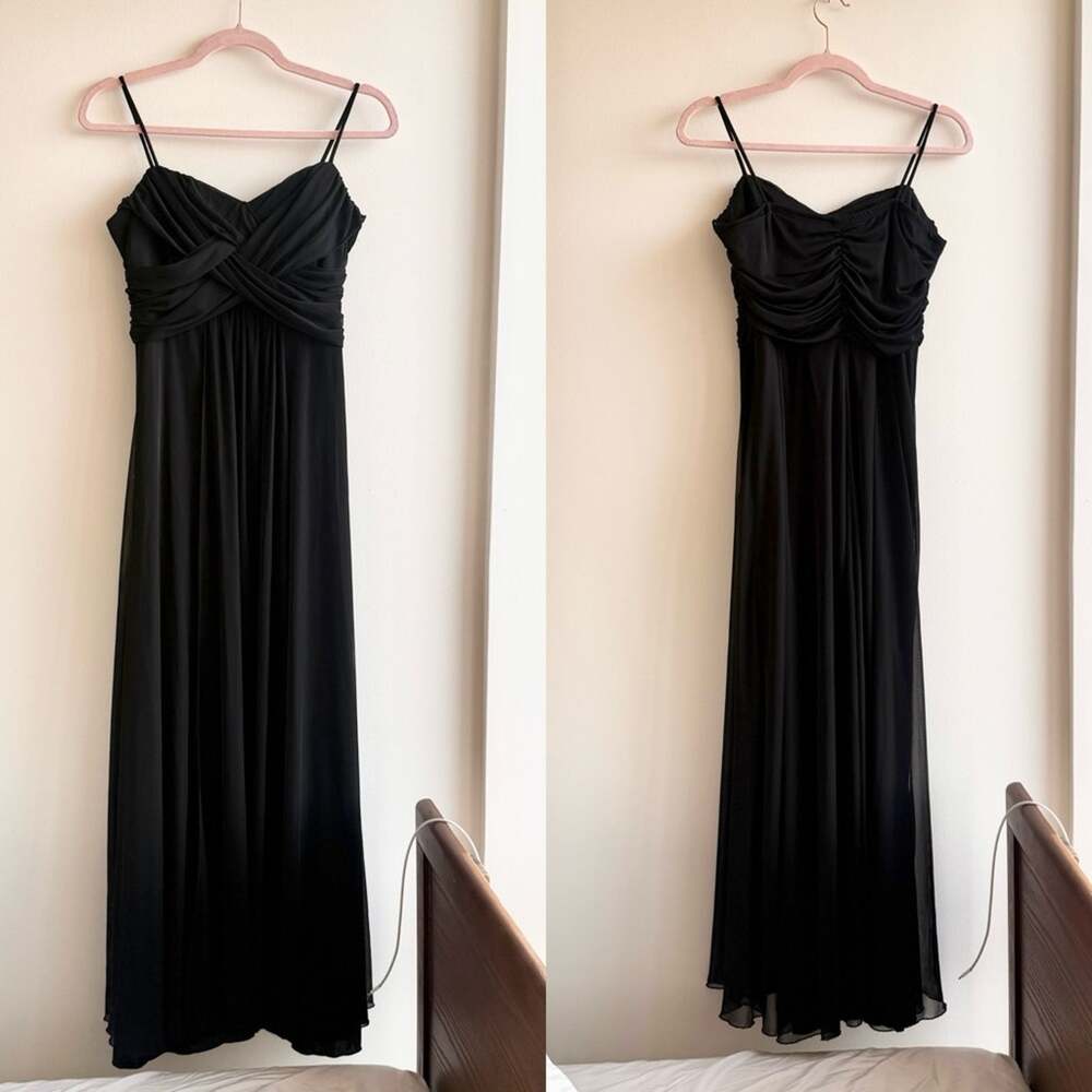 Elegant Black Spaghetti-Strap Maxi Dress